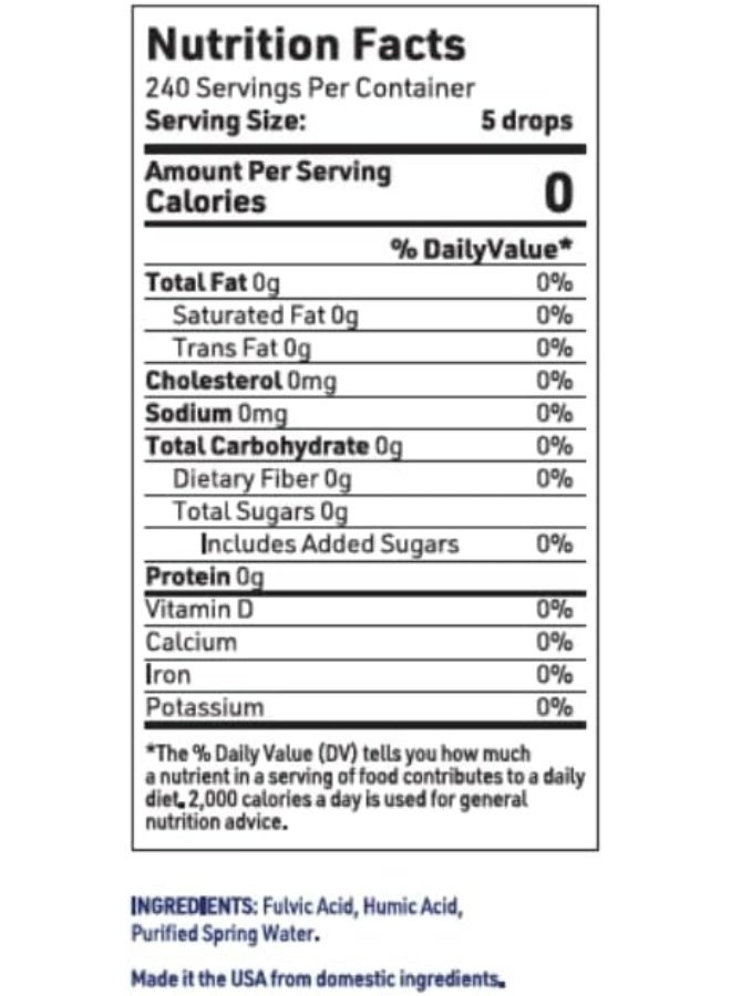 AgeImmune Fulvic Humic Acid Ionic Trace Minerals with Electrolytes Liquid Supplement - Image 2